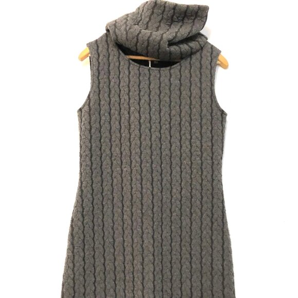 Vintage Nicole Benisti Grey Cable Knit Dress with Matching Neck Accessory - Picture 1 of 6